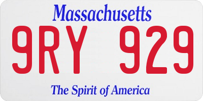 MA license plate 9RY929