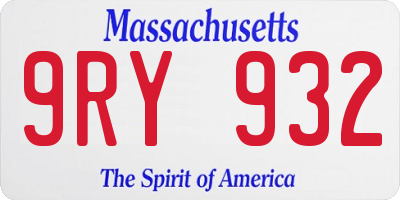 MA license plate 9RY932