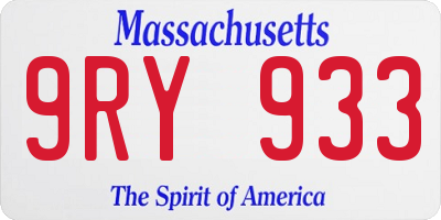 MA license plate 9RY933