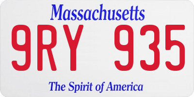 MA license plate 9RY935