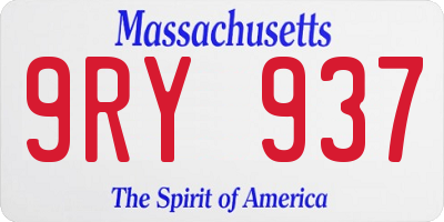 MA license plate 9RY937