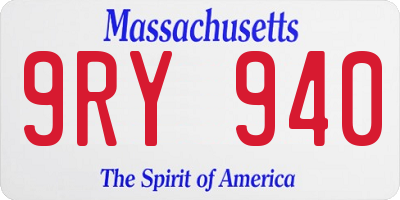 MA license plate 9RY940