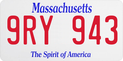 MA license plate 9RY943