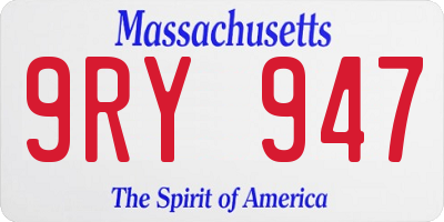 MA license plate 9RY947