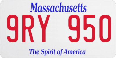 MA license plate 9RY950