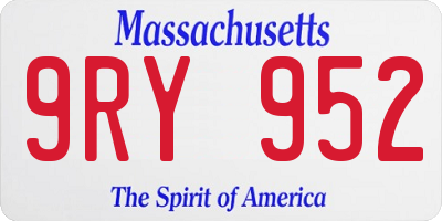 MA license plate 9RY952