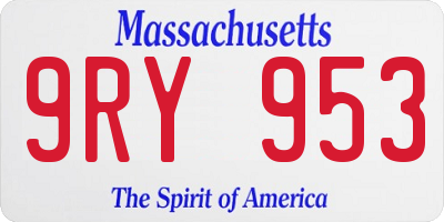 MA license plate 9RY953