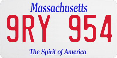 MA license plate 9RY954
