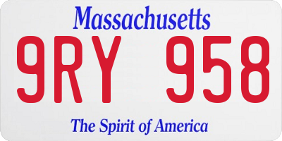 MA license plate 9RY958