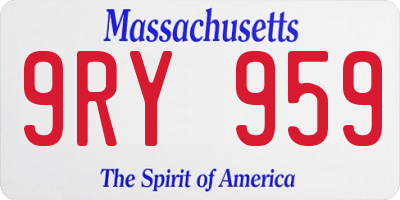 MA license plate 9RY959