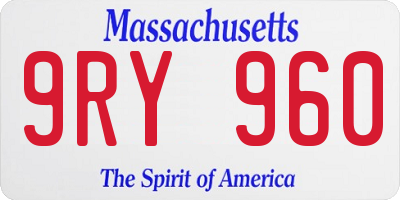 MA license plate 9RY960