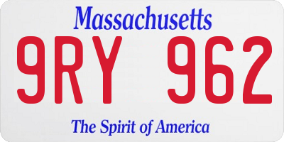 MA license plate 9RY962