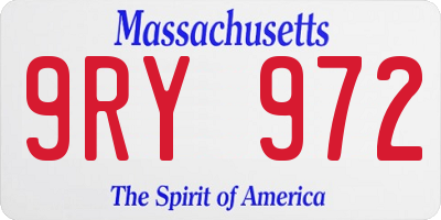 MA license plate 9RY972