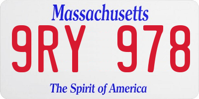 MA license plate 9RY978