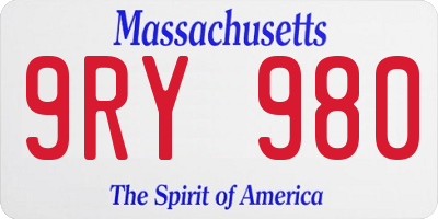 MA license plate 9RY980