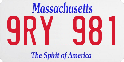 MA license plate 9RY981