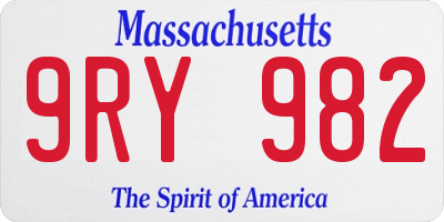 MA license plate 9RY982