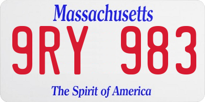 MA license plate 9RY983