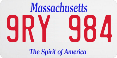 MA license plate 9RY984