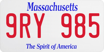 MA license plate 9RY985