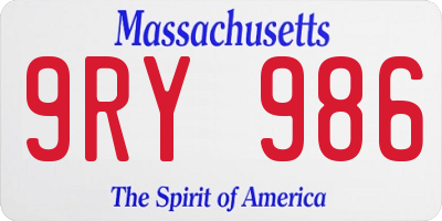 MA license plate 9RY986
