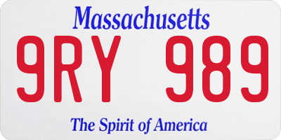 MA license plate 9RY989