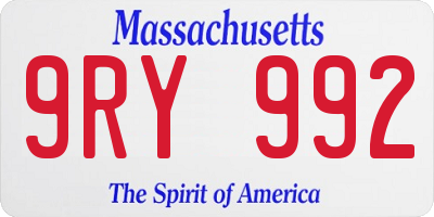 MA license plate 9RY992