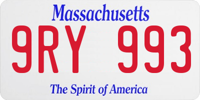 MA license plate 9RY993