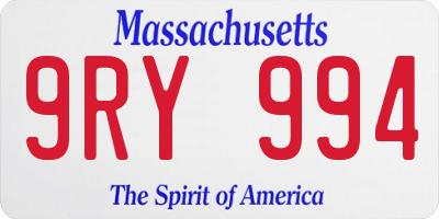 MA license plate 9RY994