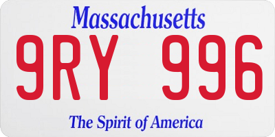 MA license plate 9RY996