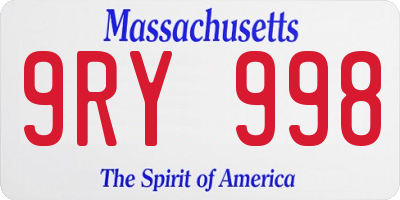 MA license plate 9RY998