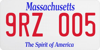 MA license plate 9RZ005