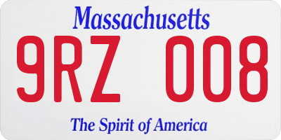 MA license plate 9RZ008