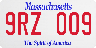 MA license plate 9RZ009