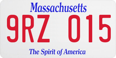 MA license plate 9RZ015