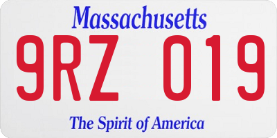 MA license plate 9RZ019