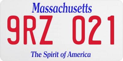 MA license plate 9RZ021