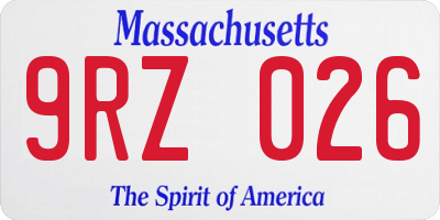 MA license plate 9RZ026