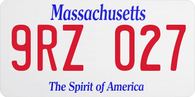 MA license plate 9RZ027