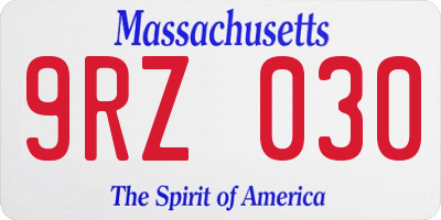 MA license plate 9RZ030