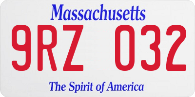 MA license plate 9RZ032