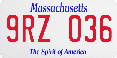 MA license plate 9RZ036