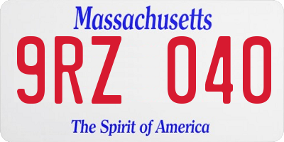 MA license plate 9RZ040