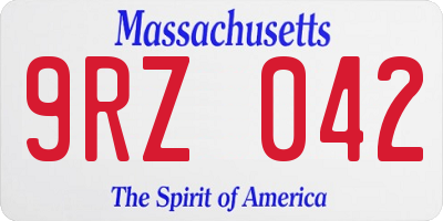MA license plate 9RZ042