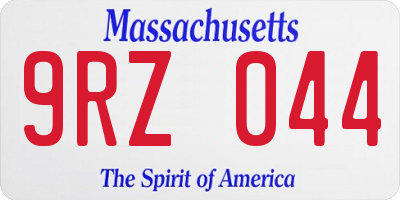 MA license plate 9RZ044