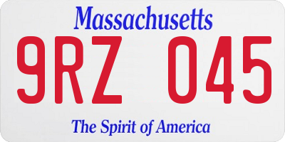 MA license plate 9RZ045
