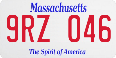 MA license plate 9RZ046