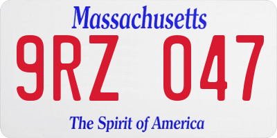 MA license plate 9RZ047