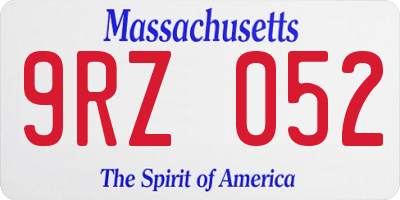 MA license plate 9RZ052