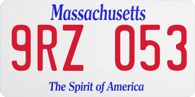 MA license plate 9RZ053